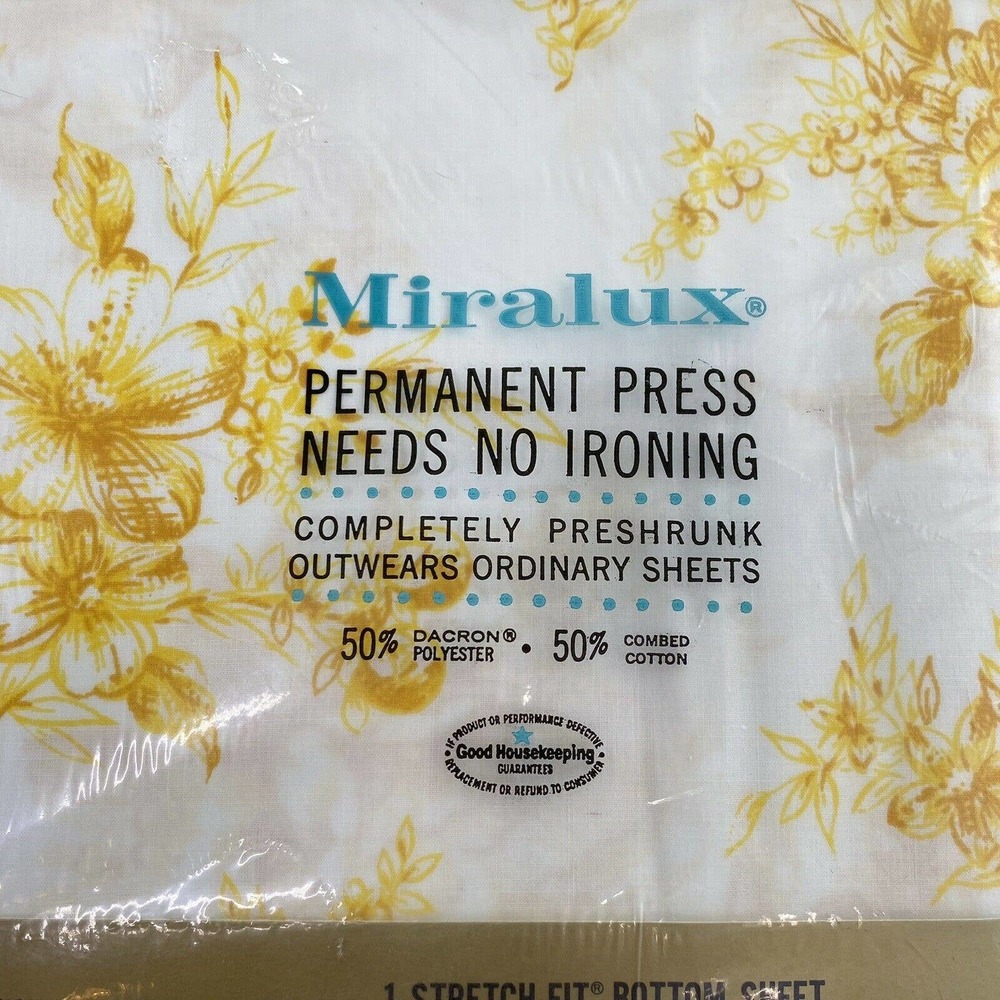 Lady Pepperell Miralux Vintage Double Fitted Sheet Floral MCM Retro Decor NEW - Picture 4 of 9